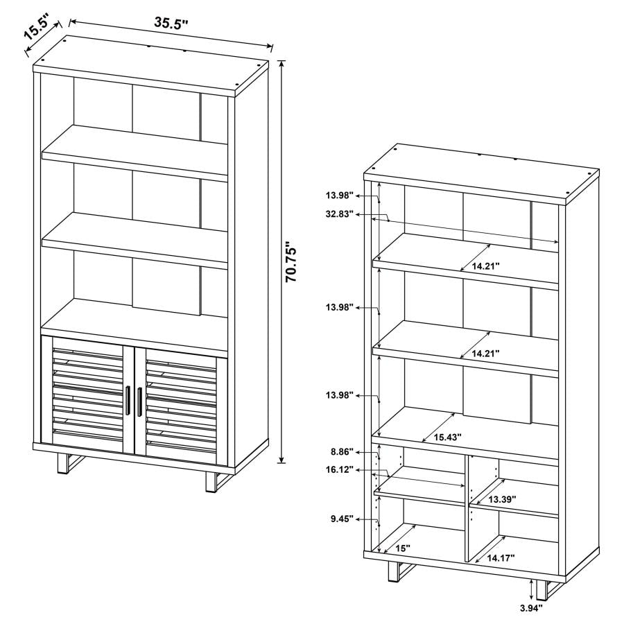 Maddox - 3-Shelf Cabinet Bookcase - Walnut