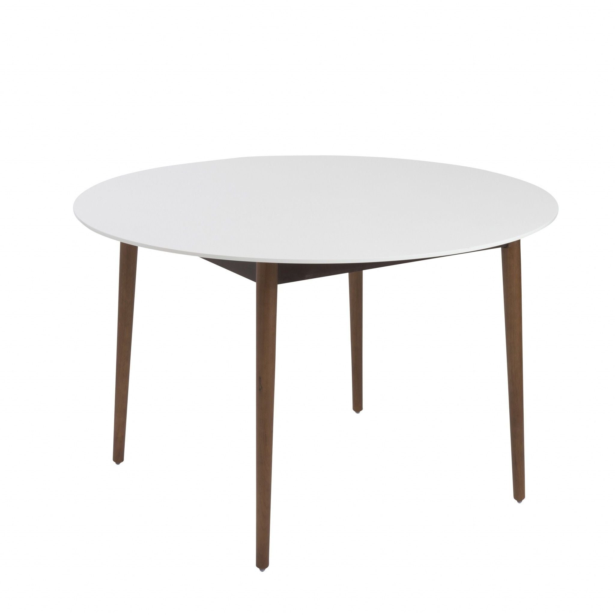 Rounded Dining Table - White / Brown