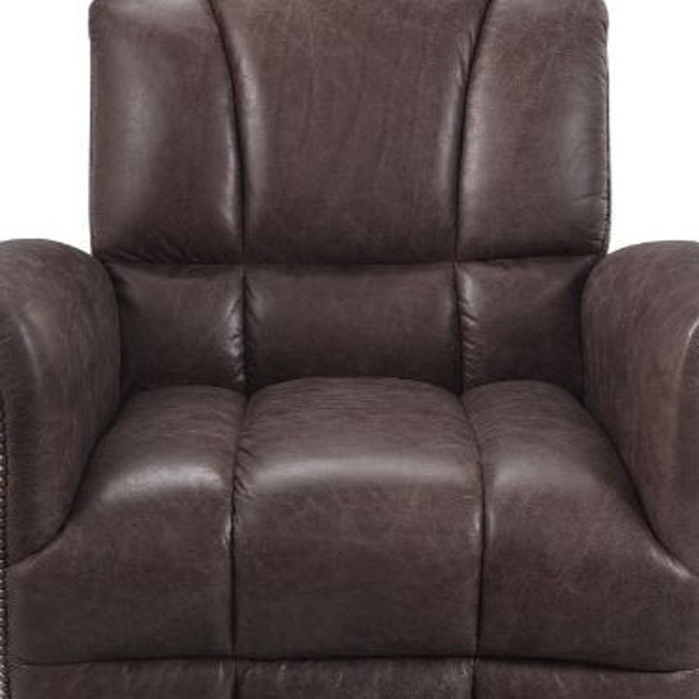 Retro Top Grain Leather And Steel Patchwork Club Chair - Brown