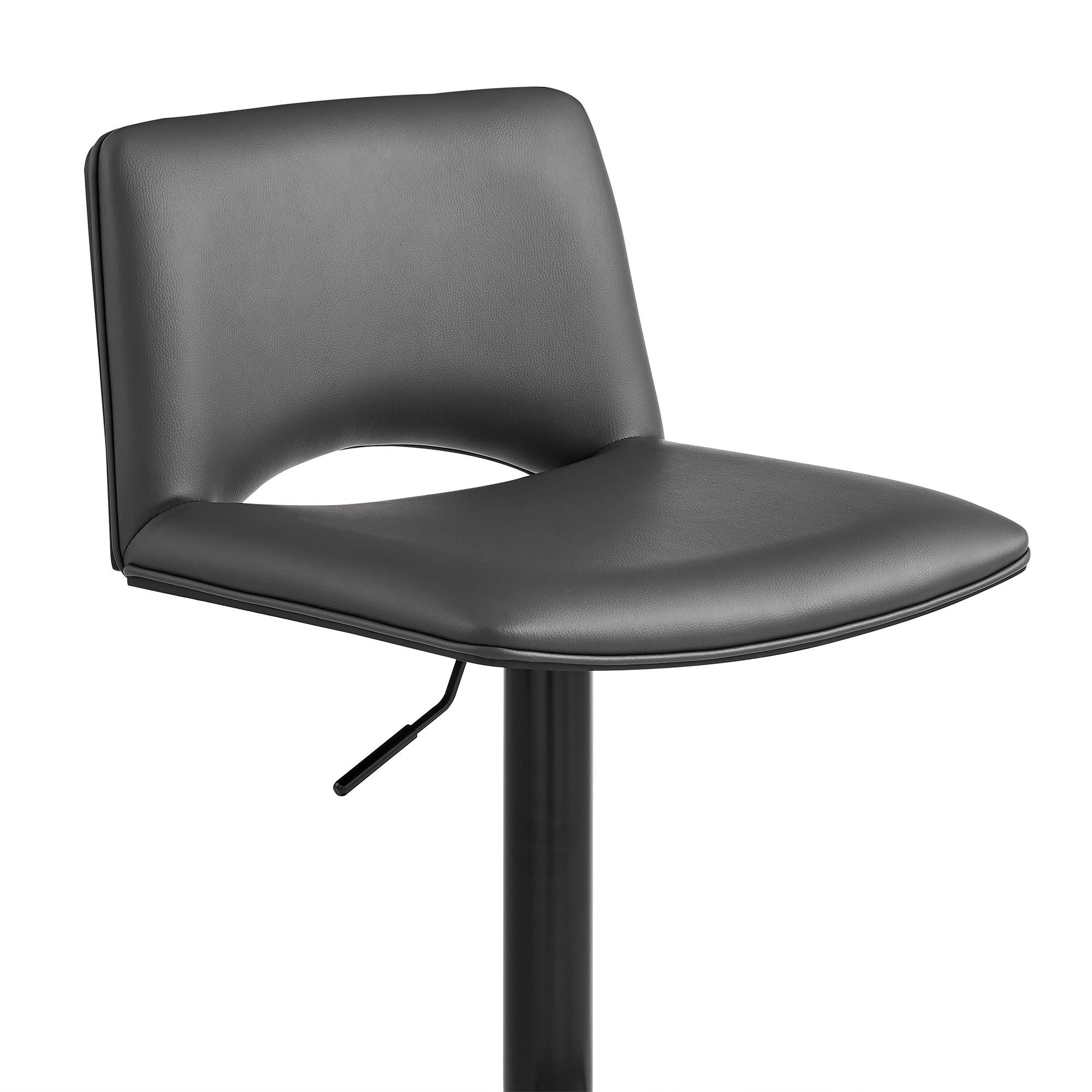 42" Faux Leather Swivel Low Back Adjustable Height Bar Chair - Gray / Black