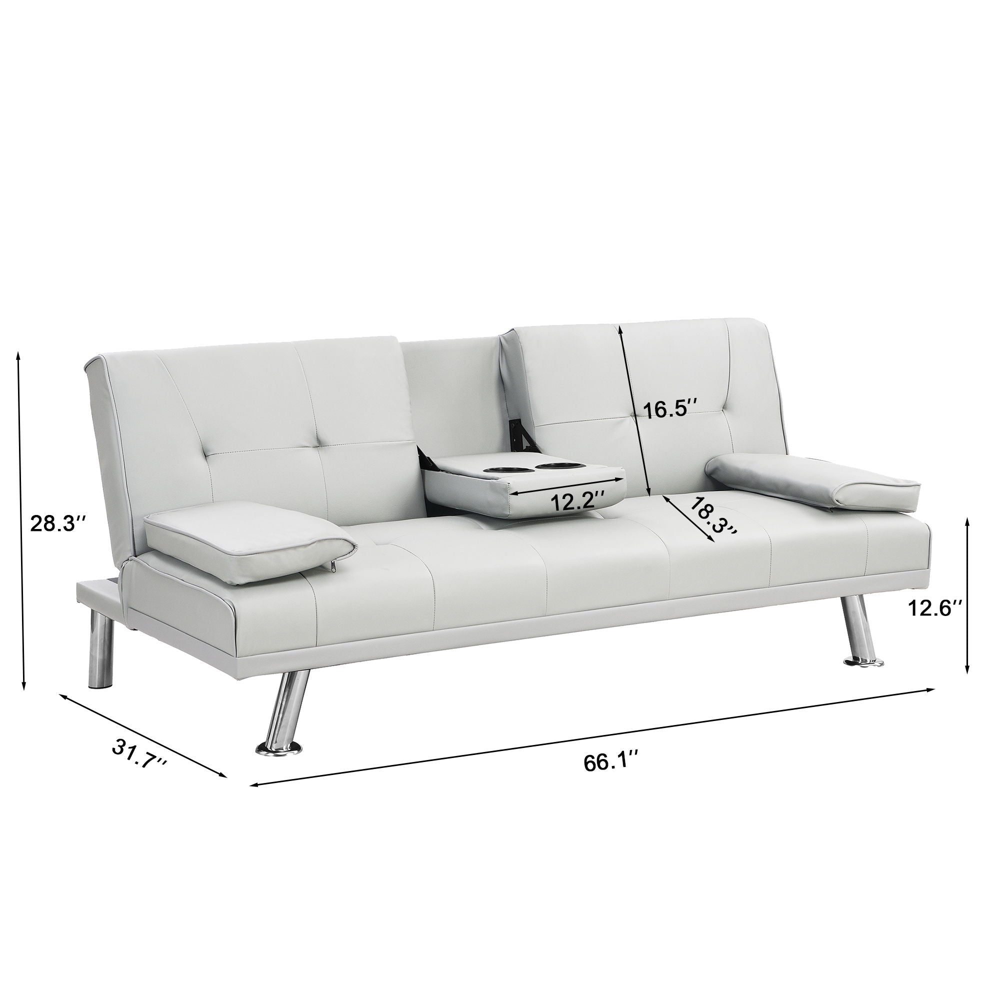 Futon Sofa Bed With Armrest Two Holders