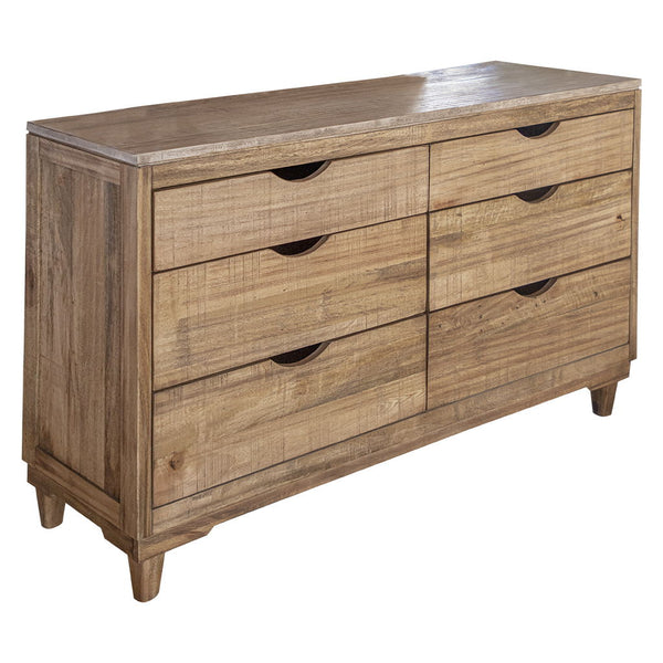 Solid Wood Four Drawer Double Dresser - Natural