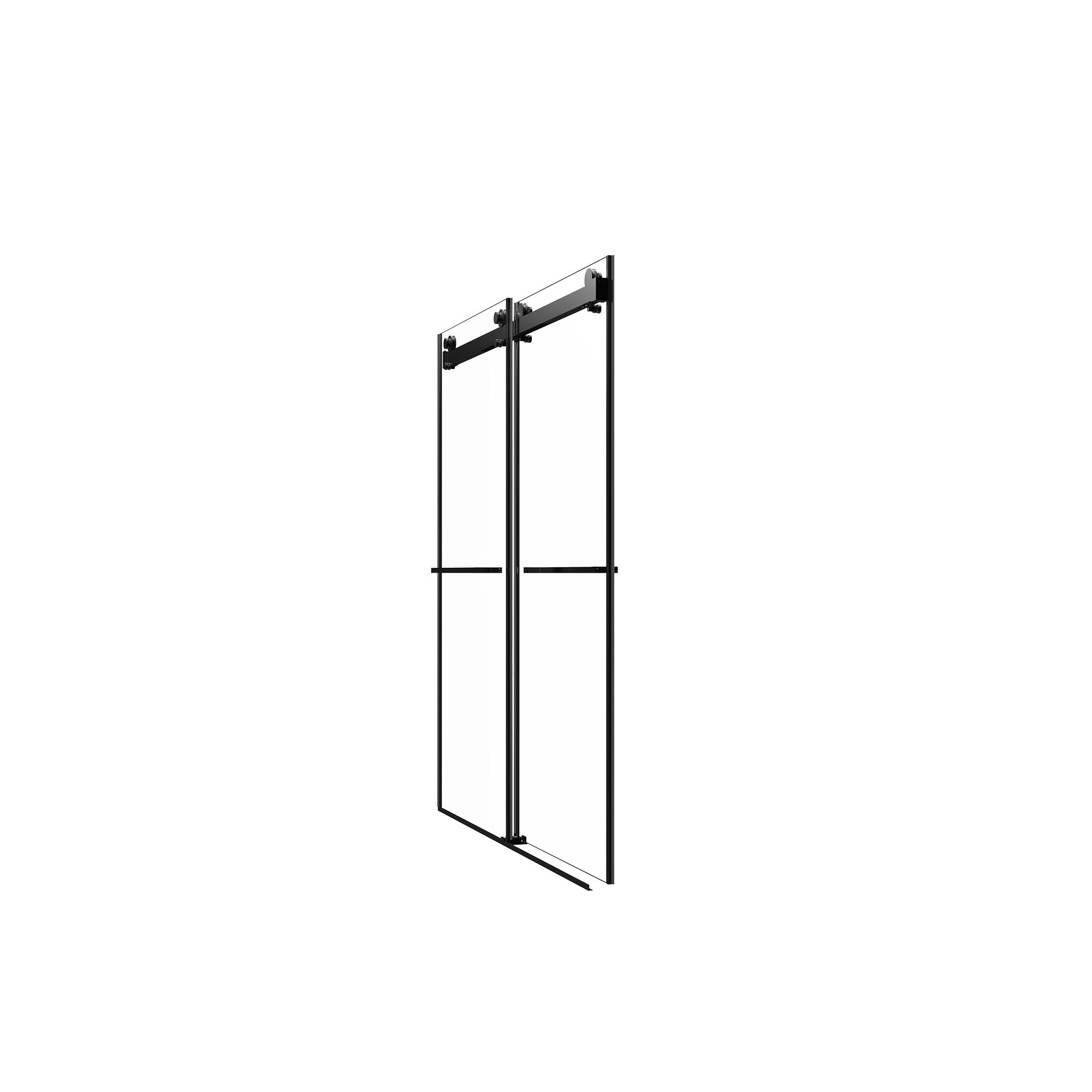 Frameless Shower Door, Double Sliding Shower Door, Clear Tempered Glass Shower Enclosure With Square Rail, Double Side Easy Clean Coat, Finished With Buffer