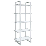 Hartford - 5-Shelf Glass Bookshelf - Chrome