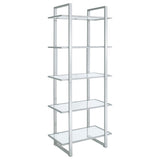 Hartford - 5-Shelf Glass Bookshelf - Chrome
