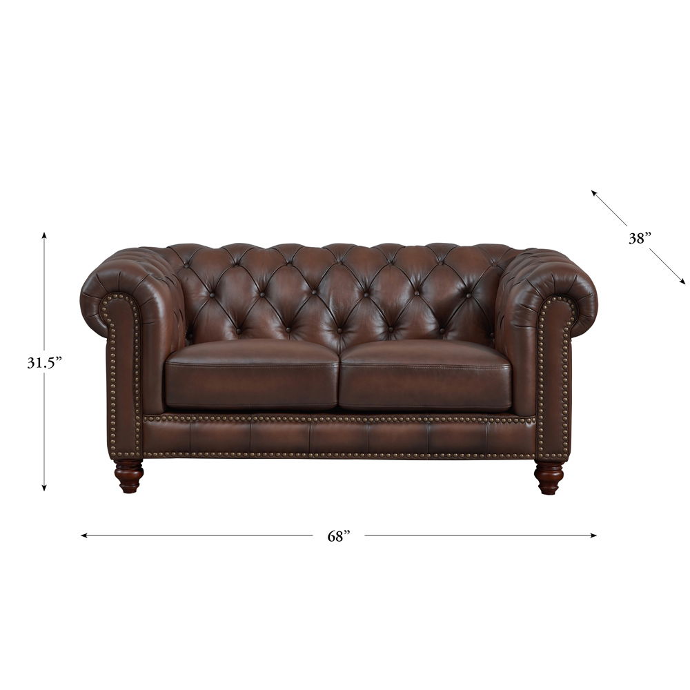 Alton Bay-Top Grain Leather Loveseat - Brown by Hydeline Furniture | Bel Furniture