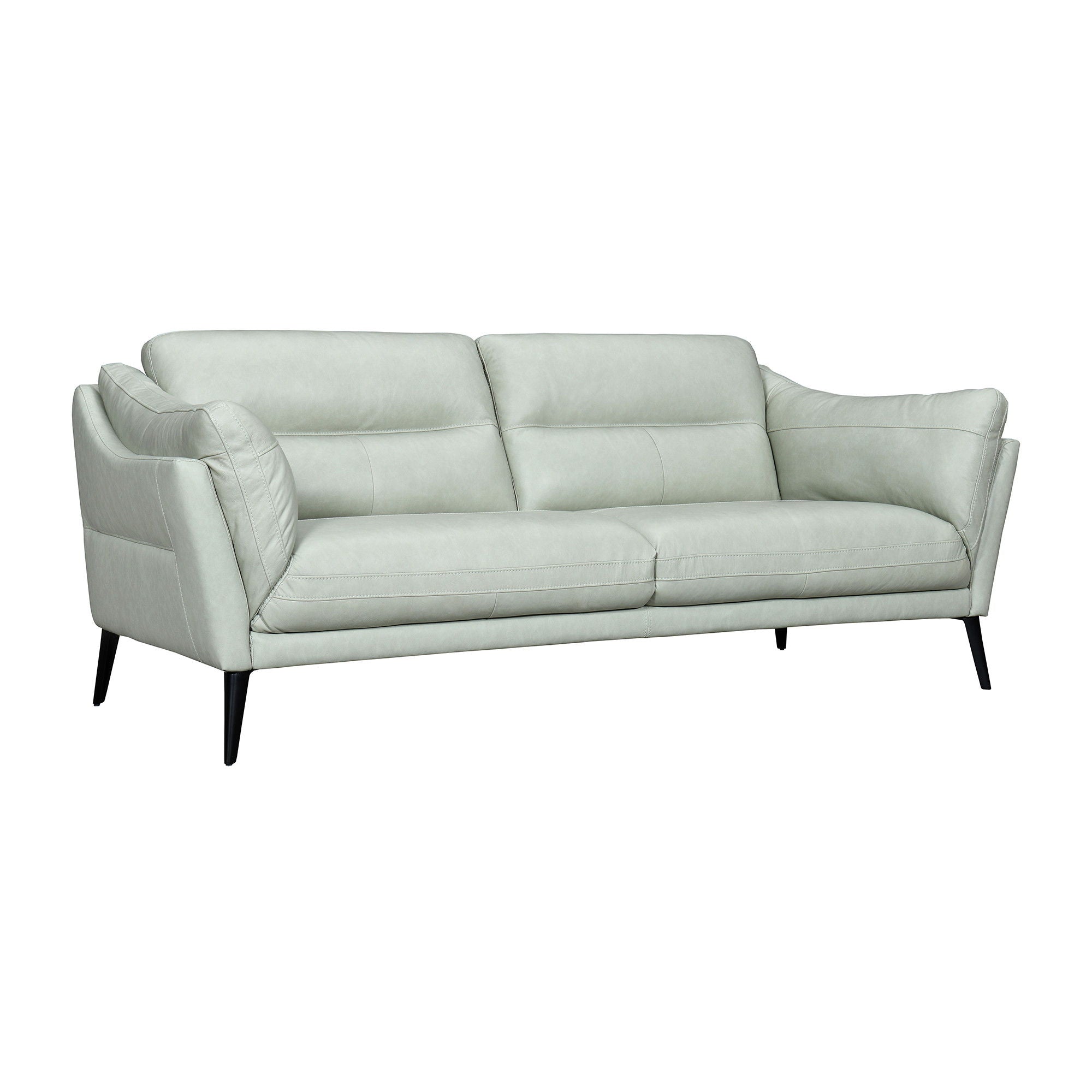 Leather Sofa With Black Legs - Mint Green