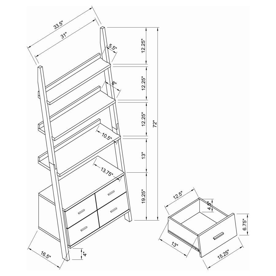 Colella - 3 Piece Storage Ladder Bookshelf Set - Cappuccino