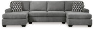 Birkdale Court - Sectional Gray 3 Pc. Sectional With LAF And RAF Corner Chaises by Benchcraft® | Bel Furniture