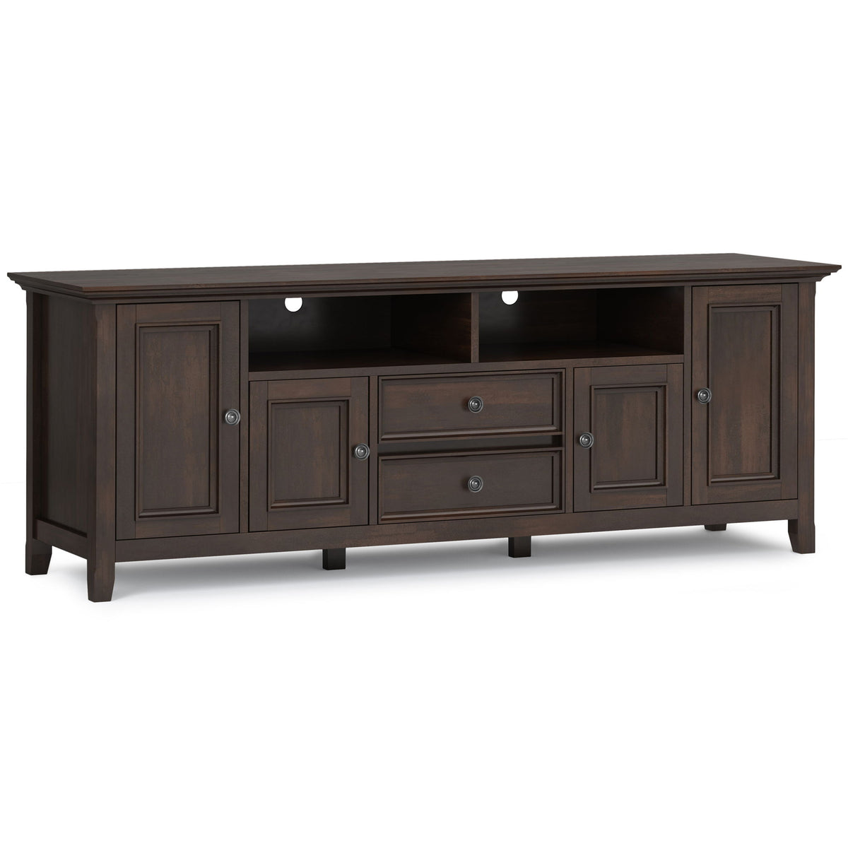 Amherst - Wide TV Media Stand Dark Brown by Simpli-Home | Bel Furniture