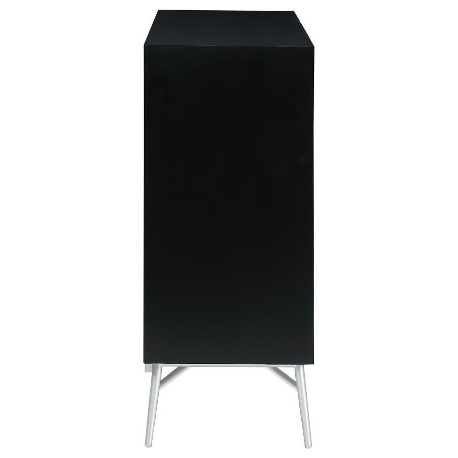 Josie - 2 Door Wood Sunburst Accent Cabinet - Black And Silver