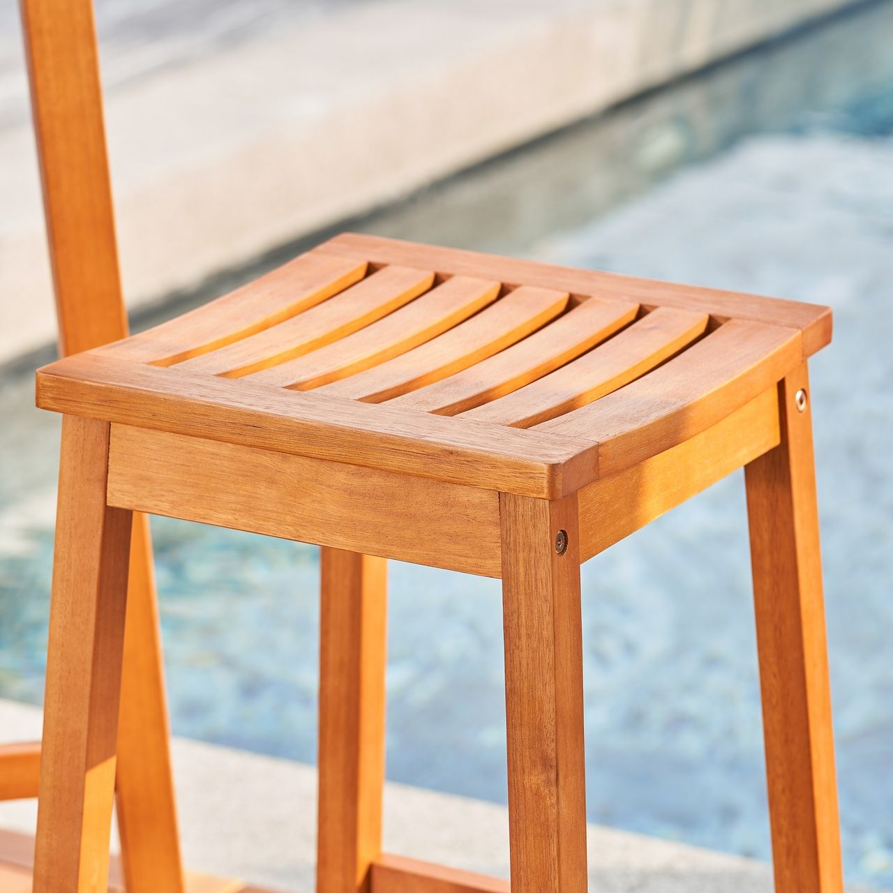 Wood Patio Dining Stool - Natural