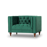 Evelyn - Mid-Century Modern Tufted Back Velvet Lounge Chair Dark Green by Ashcroft Furniture | Bel Furniture