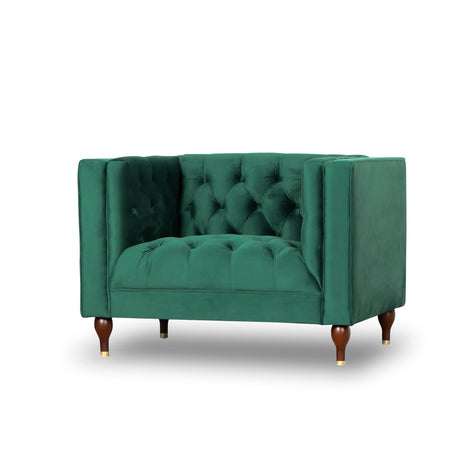 Evelyn - Mid-Century Modern Tufted Back Velvet Lounge Chair Dark Green by Ashcroft Furniture | Bel Furniture