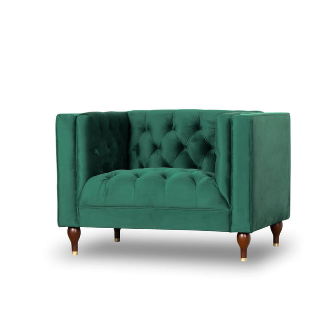 Evelyn - Mid-Century Modern Tufted Back Velvet Lounge Chair Dark Green by Ashcroft Furniture | Bel Furniture