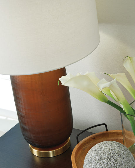 Farberman - Amber - Glass Table Lamp by Signature Design by Ashley® | Bel Furniture