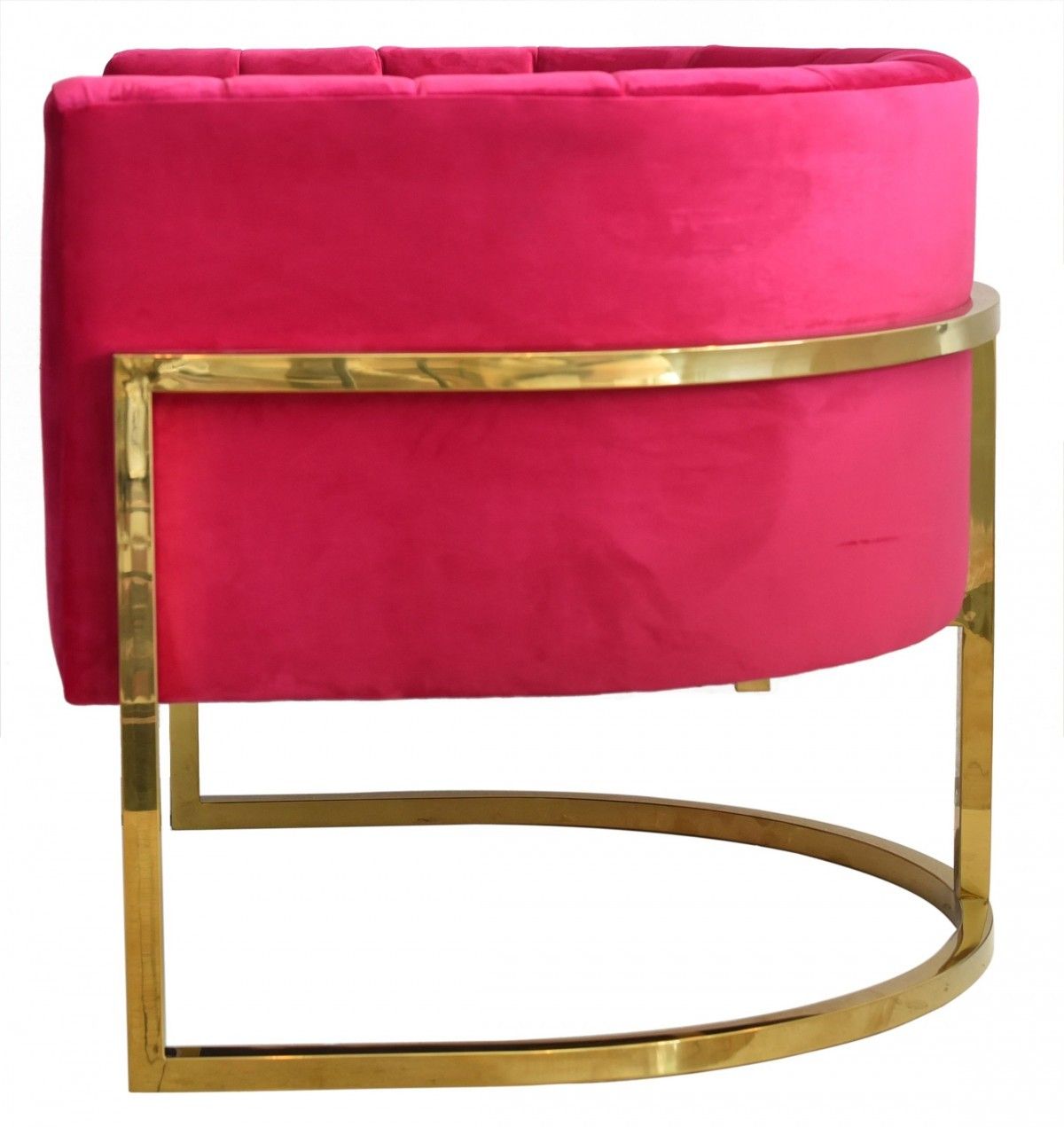 Glam Channel Tufted Velvet Accent Chair - Pink / Gold