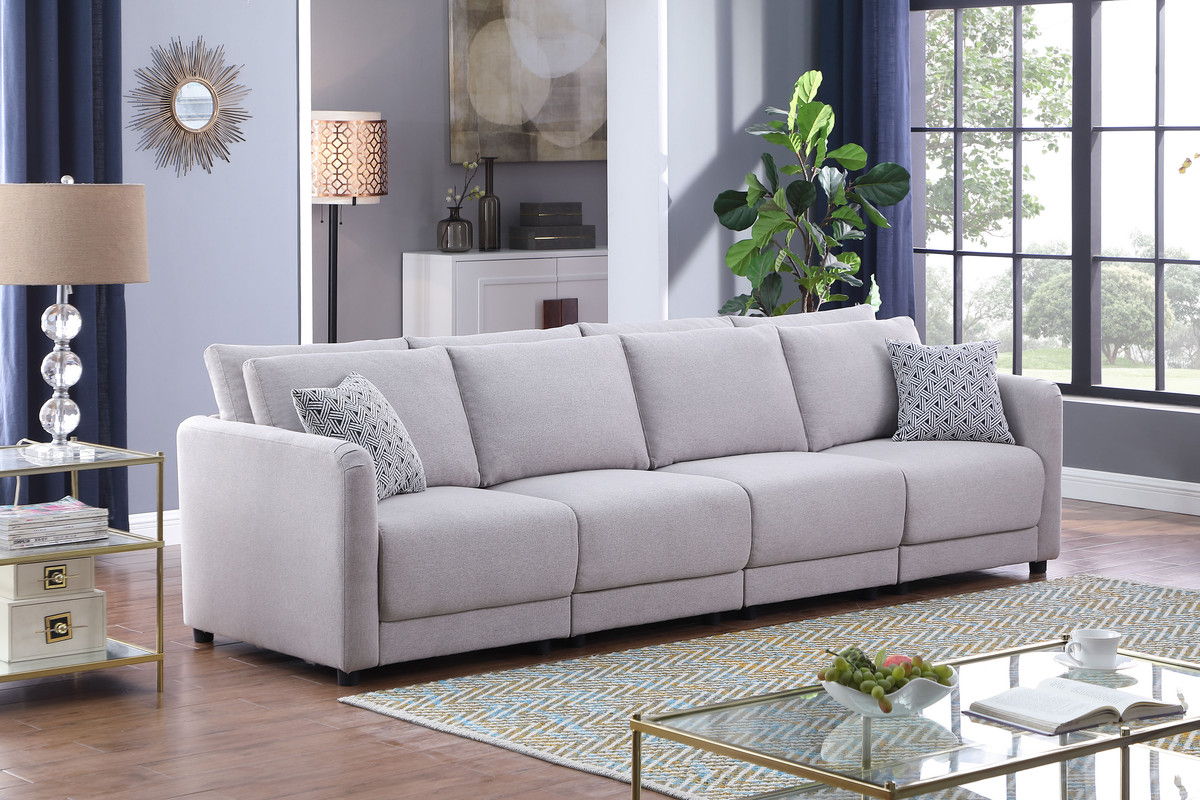 Penelope - Fabric Reversible Modular Sectional Sofa With Ottoman And Pillows