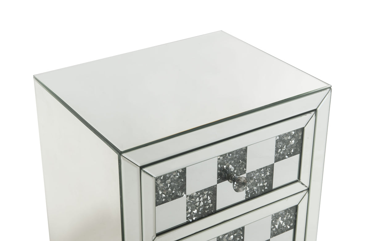 Noralie - Mirrored Faux Diamonds Accent Table - Silver by Urban Nest | Bel Furniture