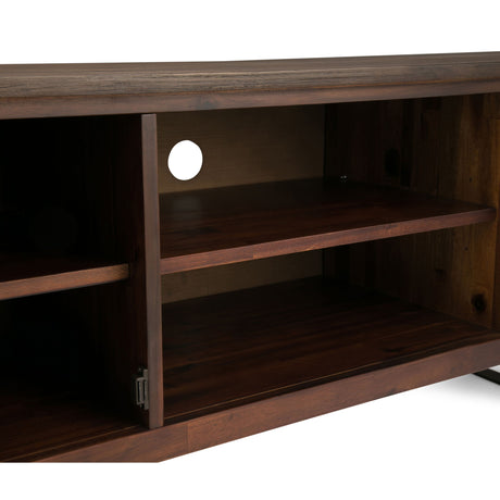 Lowry - TV Media Stand - Distressed Charcoal Brown by Simpli-Home | Bel Furniture