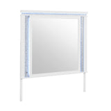 Adalid - Square Shaped Mirror With LED Lighting And Glittered Detailing - White