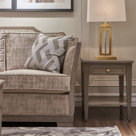 Dauphin - Storage Shelf Side Table - Gray Cashmere by Jennifer Taylor Home | Bel Furniture