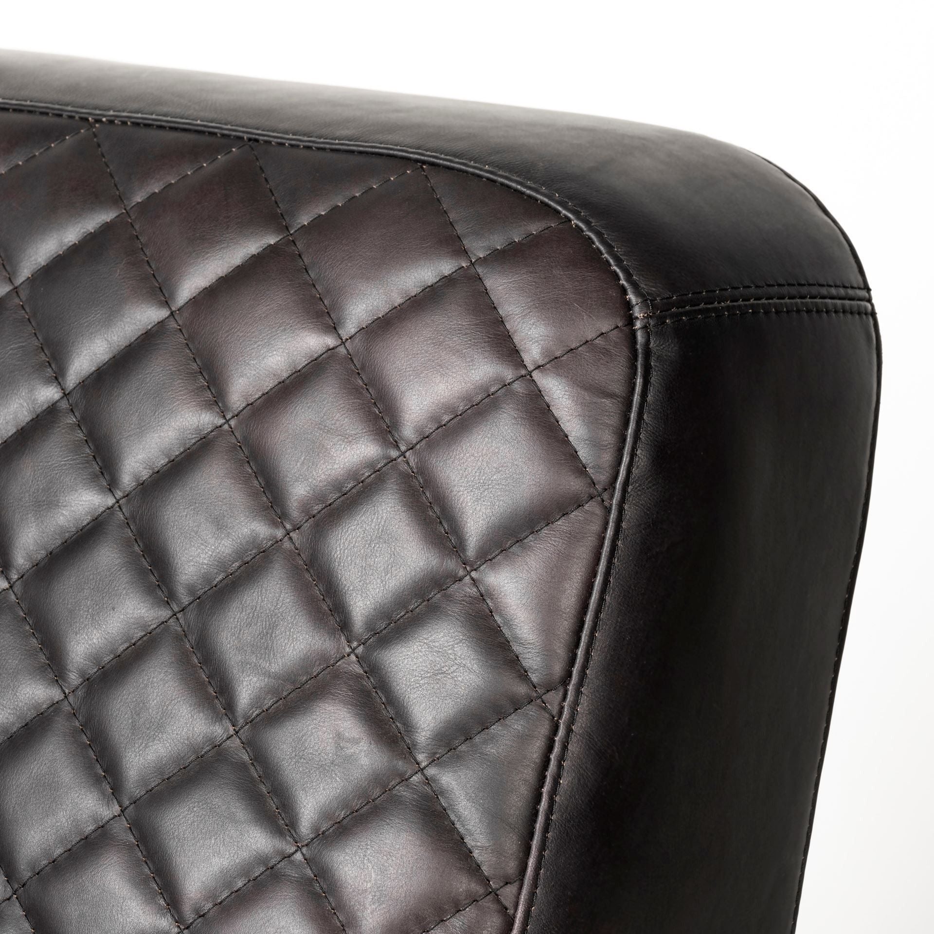 Leather Lounge Chair - Black / Gold