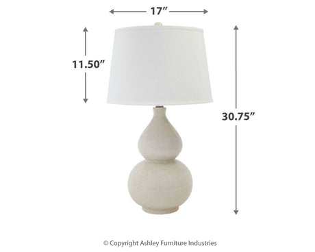 Saffi - Cream - Ceramic Table Lamp by Signature Design by Ashley® | Bel Furniture
