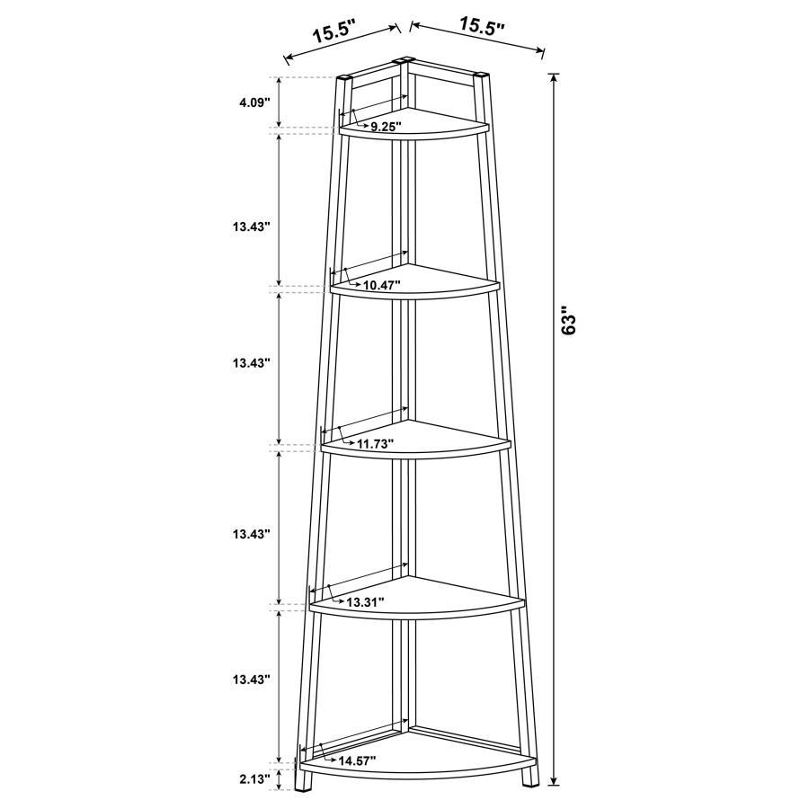 Jacksonville - 5-Shelf Bookshelf - Black And Aged Walnut