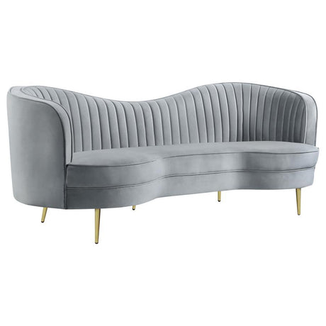 Sophia - Upholstered Channel Tufted Sofa Dark Gray by CoasterEssence | Bel Furniture