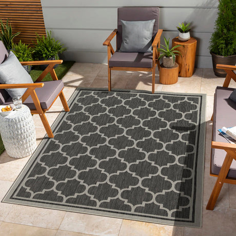 Sunshine - 5'3" X 7'3" Indoor & Outdoor Area Rug Polypropylene - Anthracite - view 4