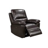 Dark Brown Power Recliner with Padded Arms