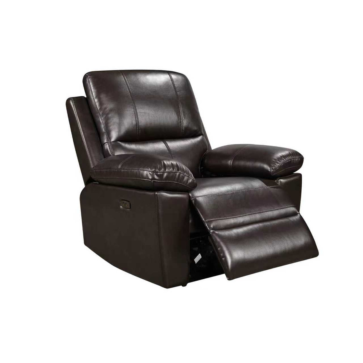 Dark Brown Power Recliner with Padded Arms