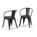 Larkin - Metal Dining Arm Chair (Set of 2) - Distressed Black / Silver by Simpli-Home | Bel Furniture