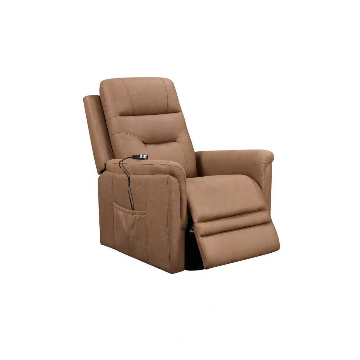 Camel Brown Contemporary Power Lift Recliner Chair with Remote
