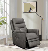 Gray Tufted Power Recliner with Side Pocket & Remote Control