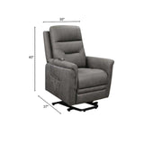Gray Tufted Power Recliner with Side Pocket & Remote Control