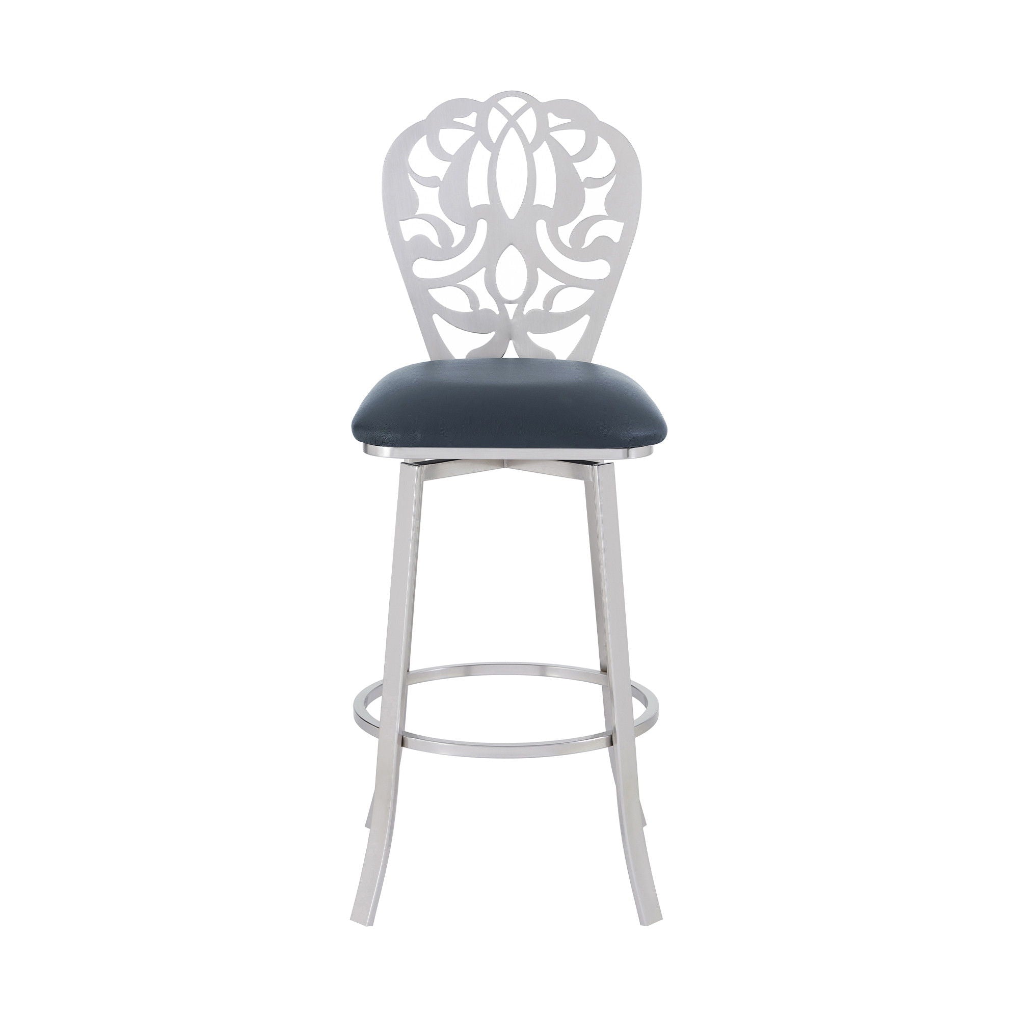 46" Swivel Bar Height Bar Chair - Gray / Silver