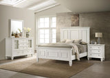 Sandy Beach - Panel Bed Bedroom Set White 4 Pc. Bed, Dresser, Mirror, Nightstand King by CoasterEssence | Bel Furniture