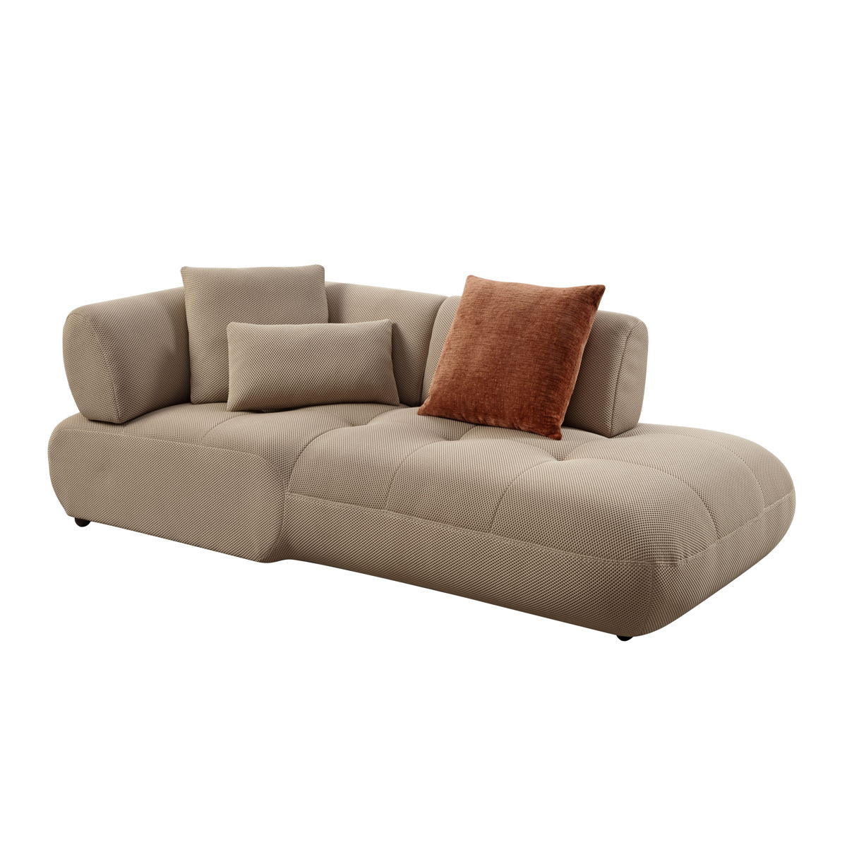 Carrick - Sandwich Mesh Sectional Sofa With An Ottoman - Beige