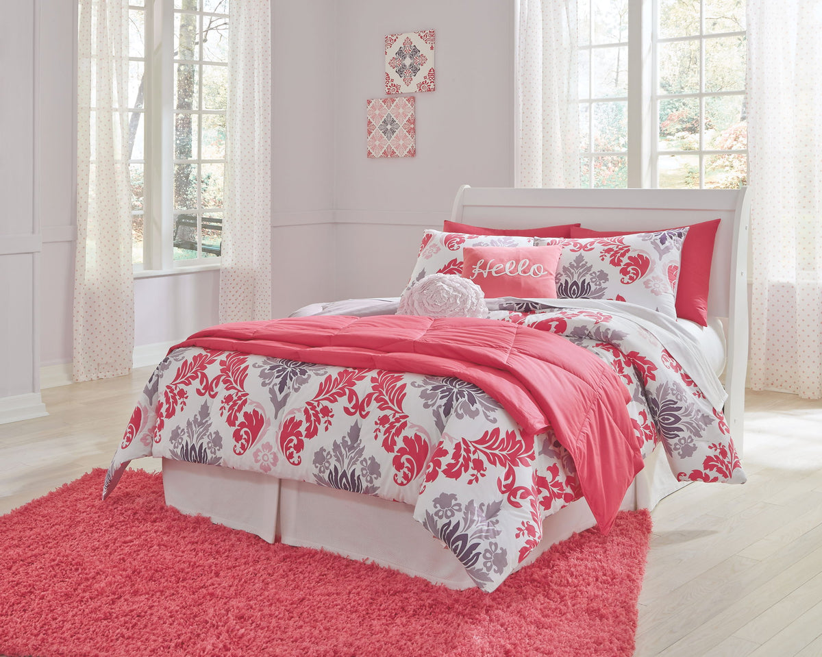 Anarasia - Full Sleigh Headboard with Bolt on Bed Frame - White