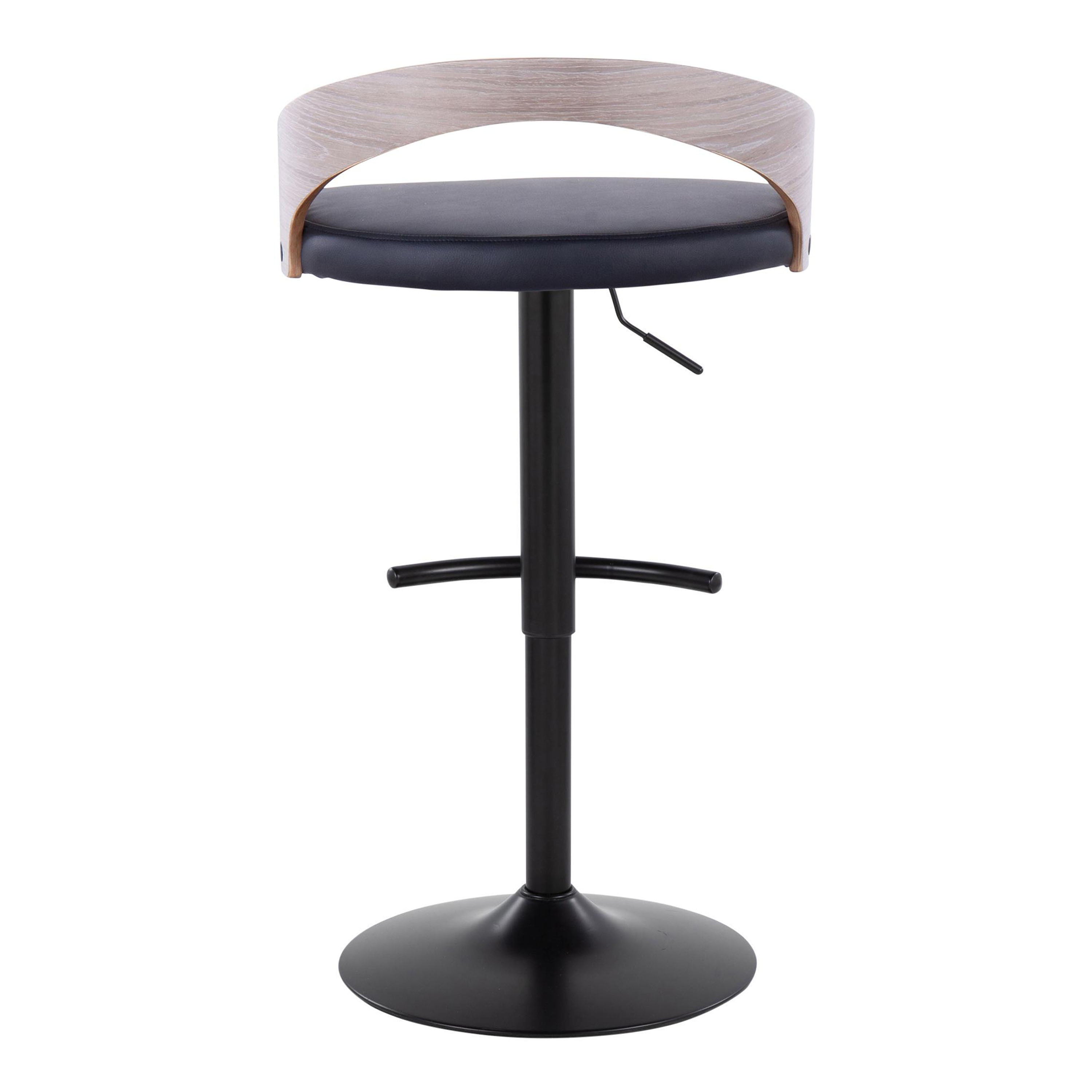 Grotto - Contemporary Adjustable Barstool With Swivel With Rounded T Footrest Elegant Design (Set of 2)