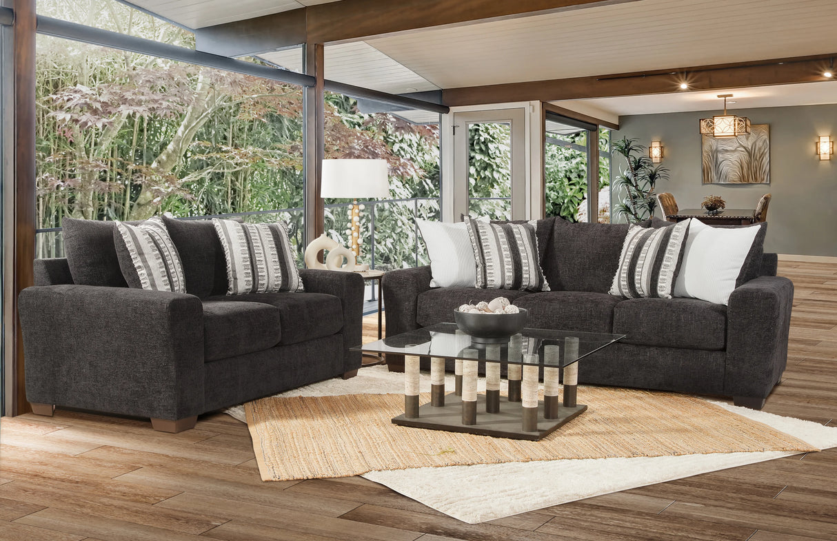 Zazie Black 2-Piece Sofa & Loveseat Set