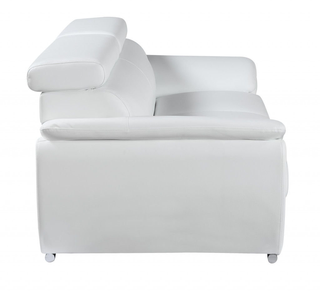 Faux Leather Love Seat - White / Silver