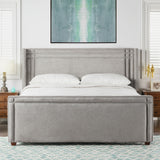 Elle - Wingback Upholstered King Bed - Silver Gray by Jennifer Taylor Home | Bel Furniture