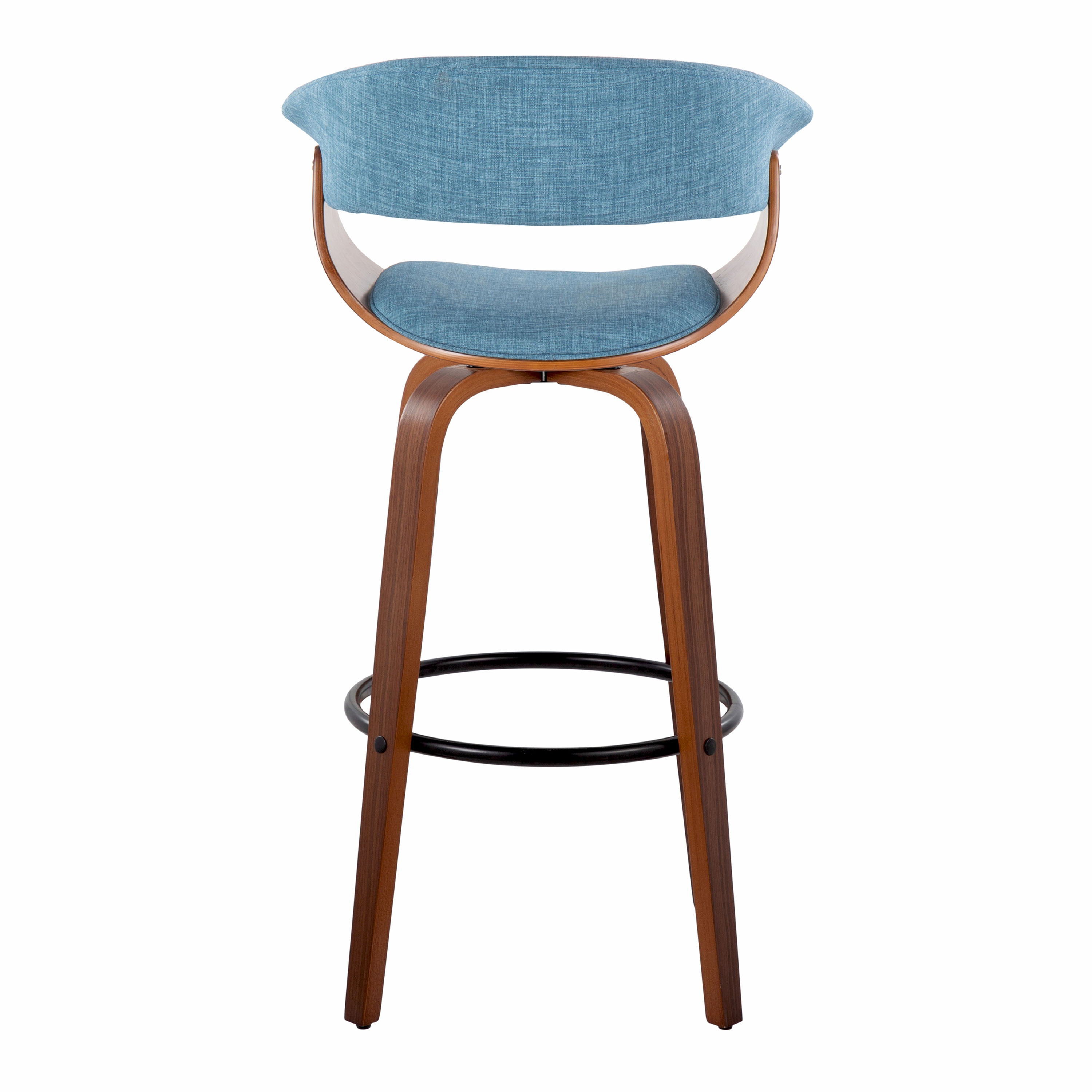 Vintage Mod - Mid Century Modern Fixed Height Barstool With Swivel & Round Footrest (Set of 2)