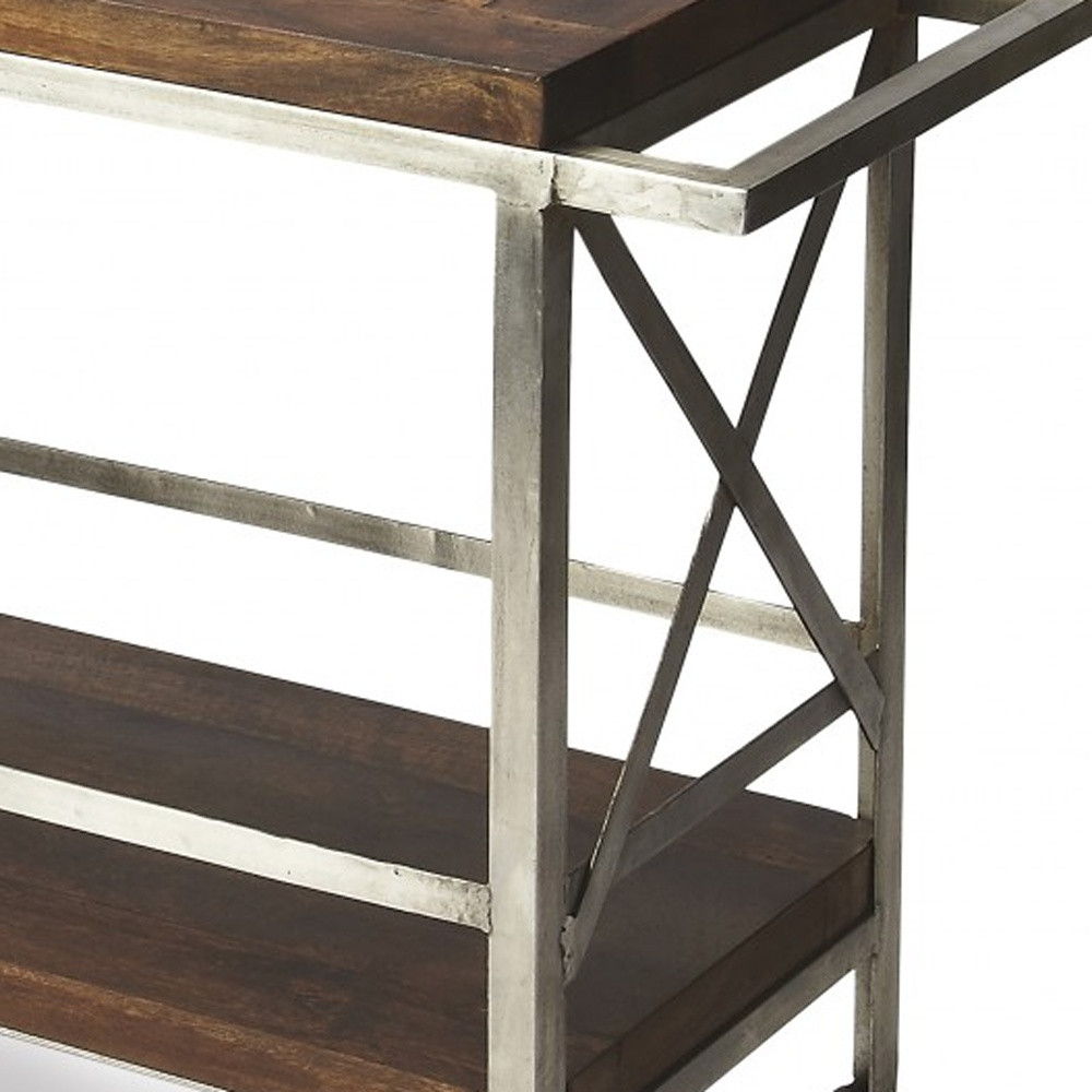 Vintage Style Rolling Server Bar Cart - Brown