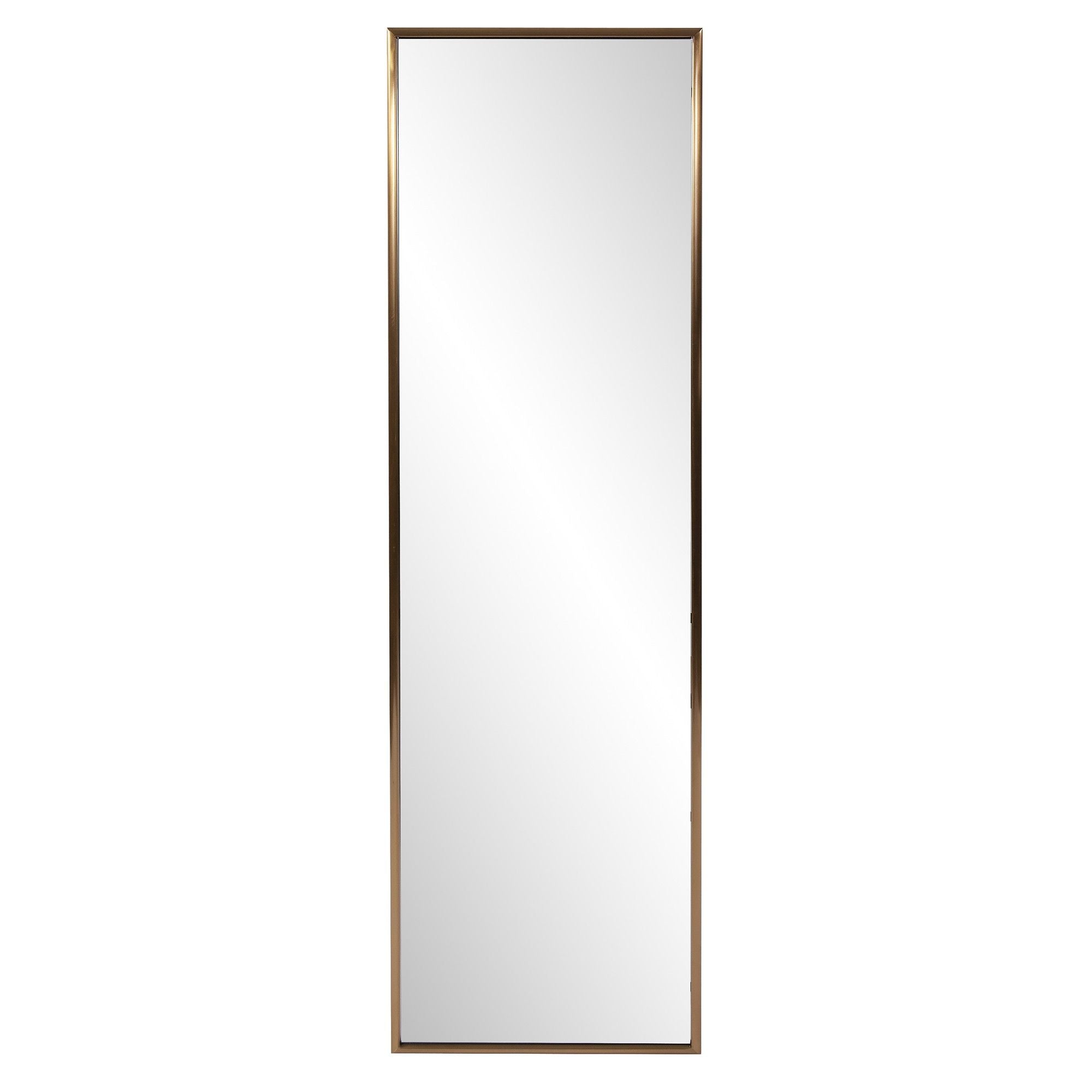 Antiqued Rectangular Full Length Wall Mirror - Brushed Brass