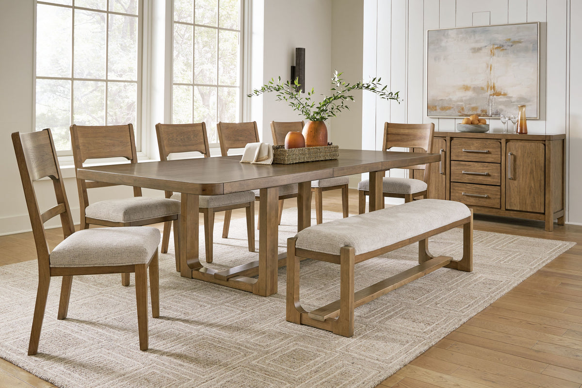 Cabalynn - Dining Room Set Light Brown 9 Pc. Table, 6 Chairs, Bench, Server by Signature Design by Ashley® | Bel Furniture