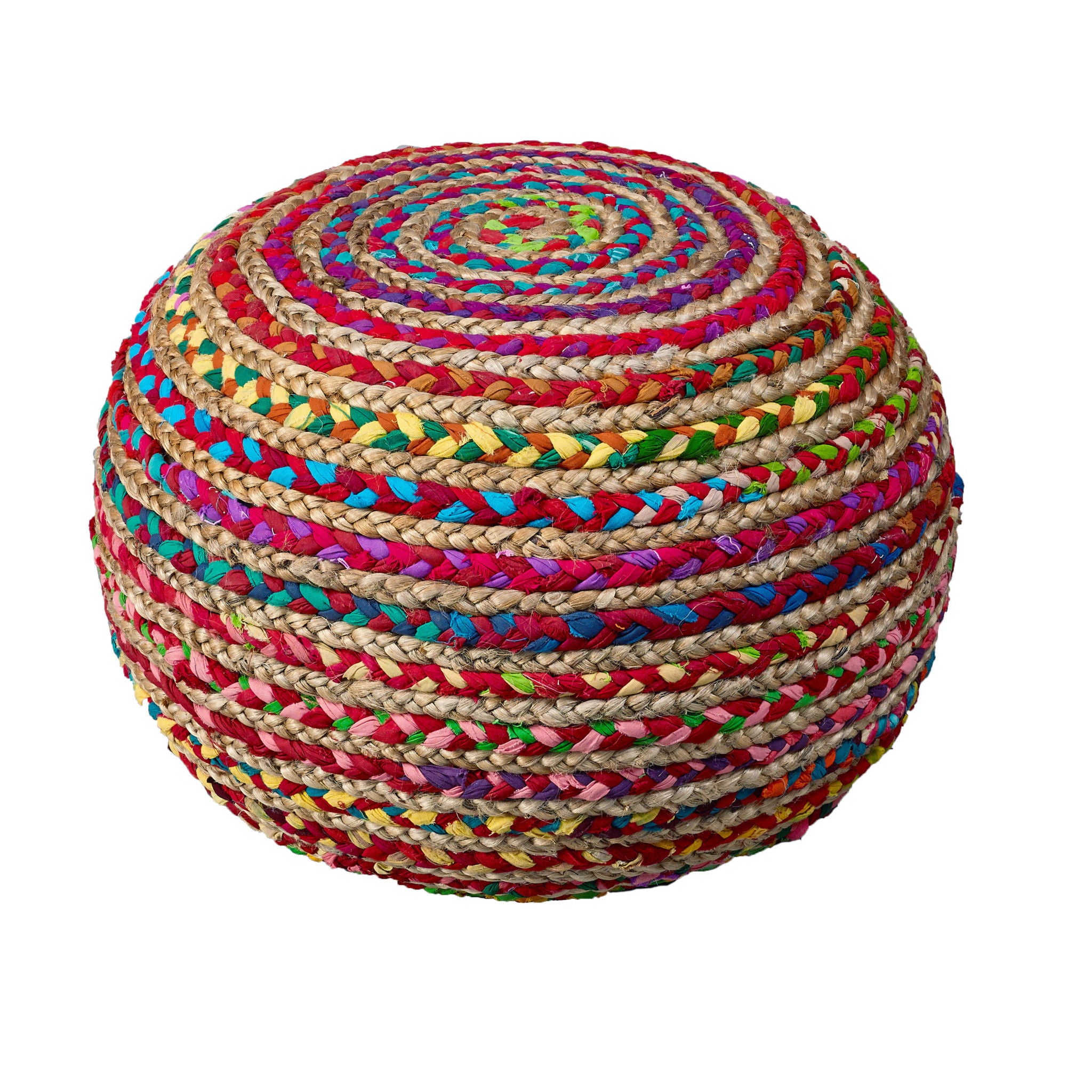 Jute Ottoman - Multicolored